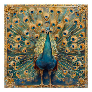 Póster Peacock Art Nouveau