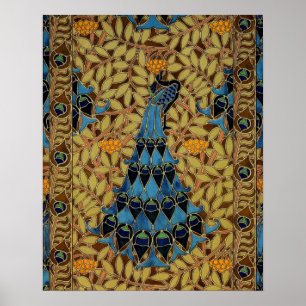 Póster Peacock Art Nouveau