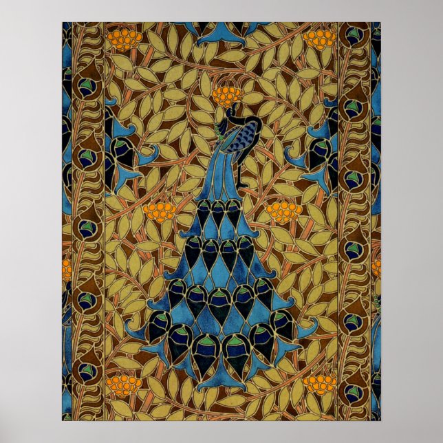 Póster Peacock Art Nouveau (Frente)