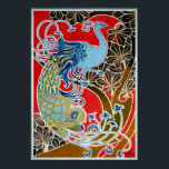 Póster Peacock Art Nouveau vintage de 1898 de Gisbert Com<br><div class="desc">Se trata de una impresión digitalmente realzada de un antiguo poster de 1898 con un pavo real de Gisbert Combaz.</div>