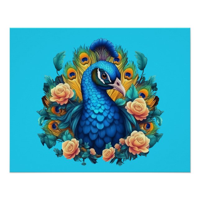 Póster Peacock Con Rosas De Engranaje (Anverso)