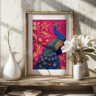 Póster Peacock de estilo Art Nouveau en el vibrante parqu