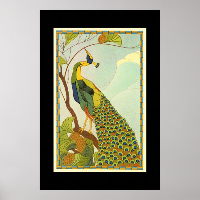 Póster Peacock de estilo Art Nouveau vienés (Frente)