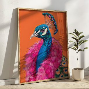 Póster Peacock en la moda animal de la piel colorido