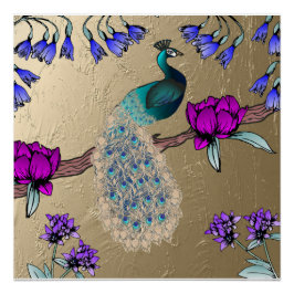 Póster Peacock En Oro