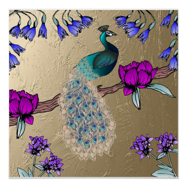 Póster Peacock En Oro (Anverso)