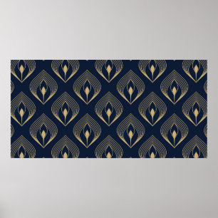 Póster Peacock feather ombre pattern ditzy floral motif.