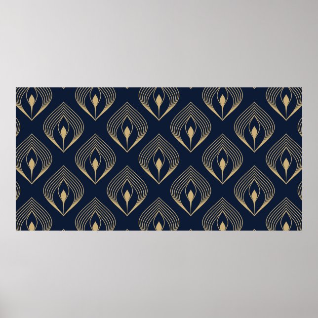Póster Peacock feather ombre pattern ditzy floral motif.  (Frente)
