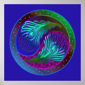 Póster Peacock Feathers 5 Yin Yang Poster