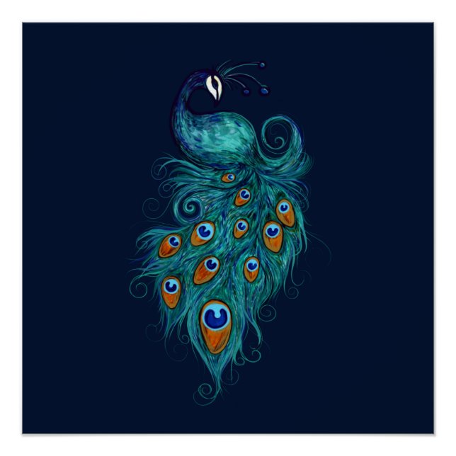 Póster Peacock Feathers Teal Peacocks   (Anverso)