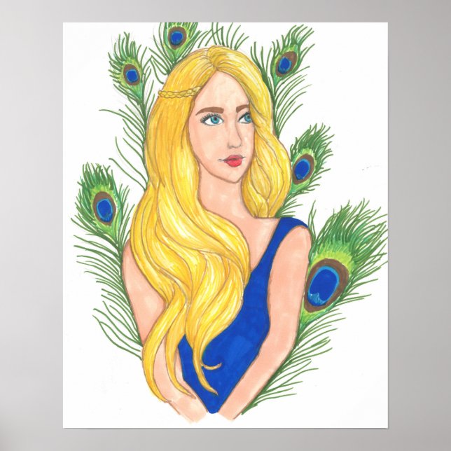 Póster Peacock Feathers Wall Art Poster (16" x 20") (Frente)