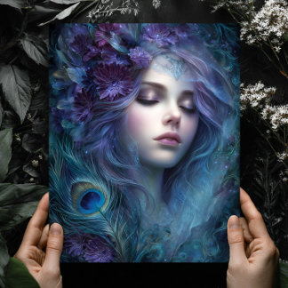 Póster Peacock Goddess Queen Fantasy Wall Art Print