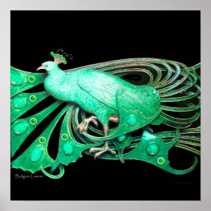Póster PEACOCK, gris verde negro
