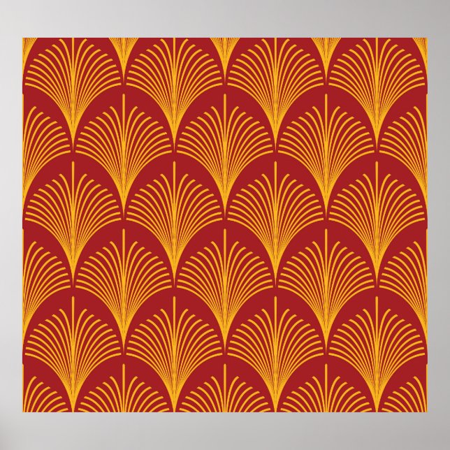Póster Peacock Oro Rojo: Art Deco. (Frente)