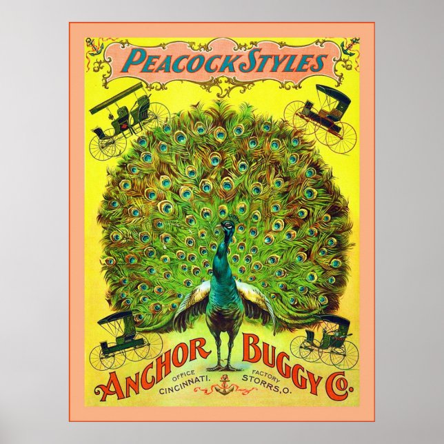 Póster Peacock Styles ~ Anchor Buggy Co. ~ Anuncio de épo (Frente)