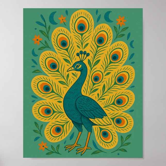 Póster Peacock vintage (Frente)