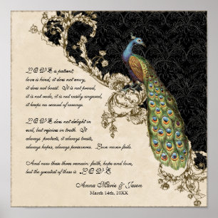 Póster Peacock Vintage y Etchings - Boda personalizado