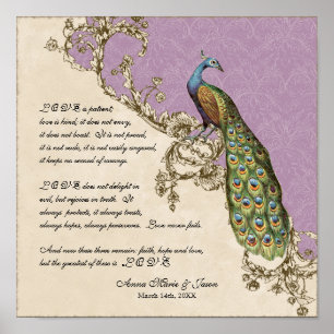 Póster Peacock Vintage y Etchings - Boda personalizado