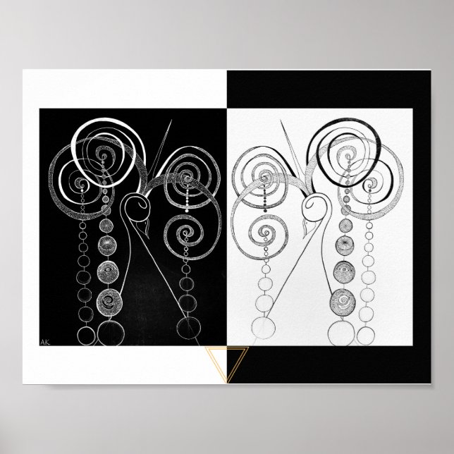 Póster Peacock Yin y Yang DUET ilustracion (Frente)