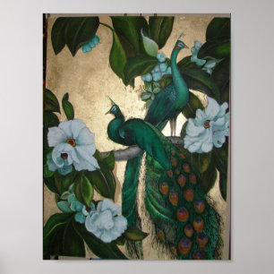 Póster Peacocks en el árbol de la Magnolia