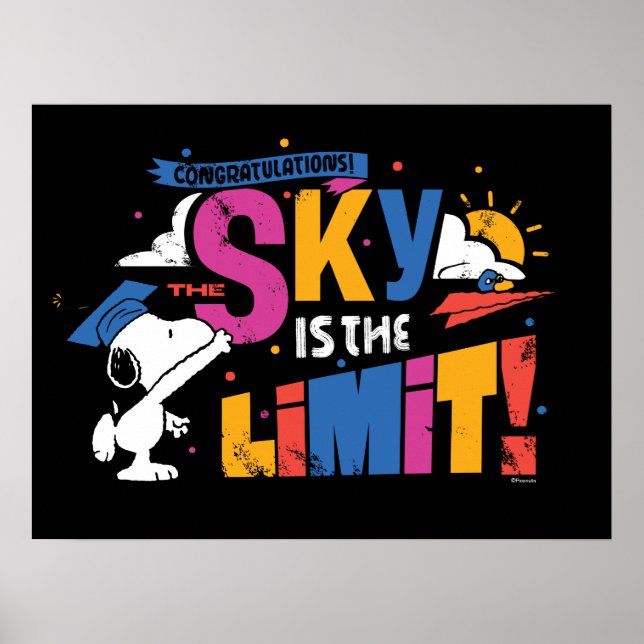 Póster Peanuts Snoopy Sky Is The Limit Graduation (Frente)