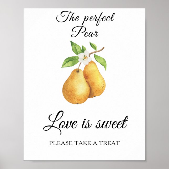 Póster Pear bridal shower Love is sweet take a treat (Frente)