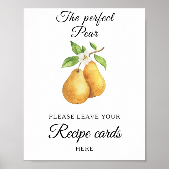 Póster Pear bridal shower Your recipe card here (Frente)