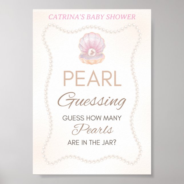 Póster Pearl Baby Shower Game Sign (Frente)