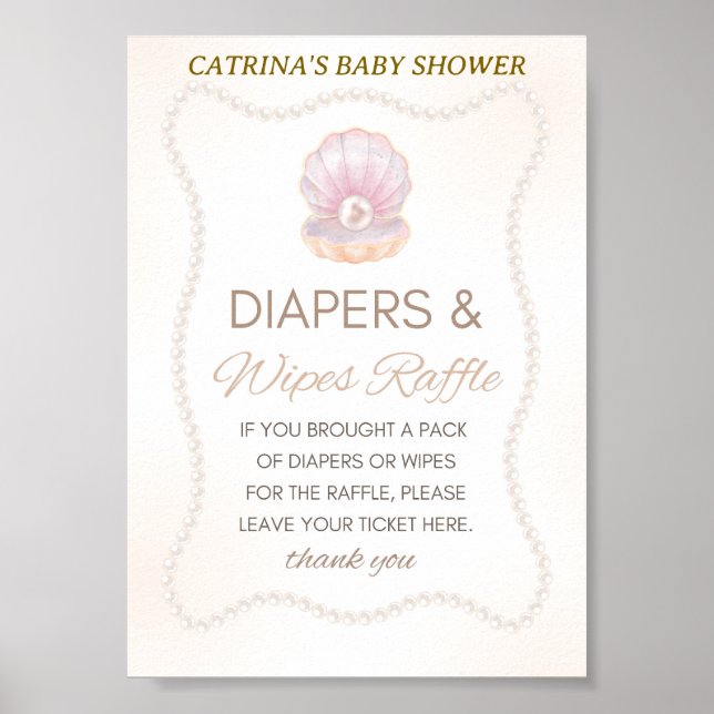 Póster Pearl Baby Shower Game Sign (Frente)