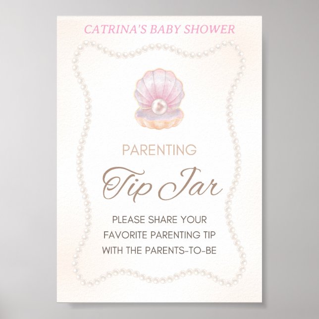 Póster Pearl Baby Shower Game Sign (Frente)