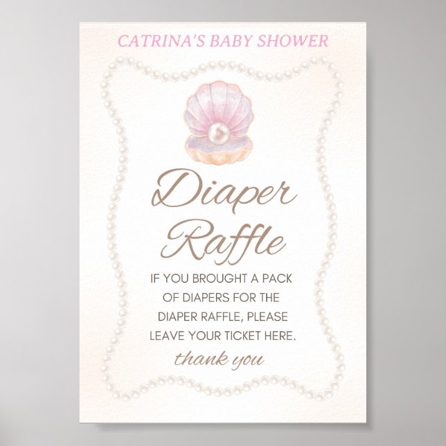 Póster Pearl Baby Shower Game Sign (Frente)