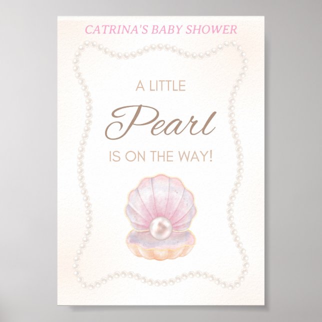 Póster Pearl Baby Shower Game Sign (Frente)