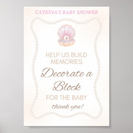 Póster Pearl Baby Shower Game Sign