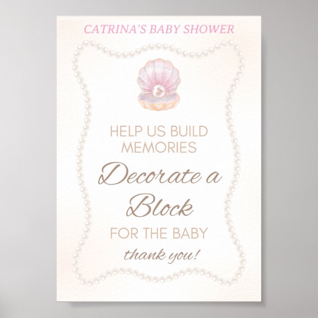 Póster Pearl Baby Shower Game Sign (Frente)