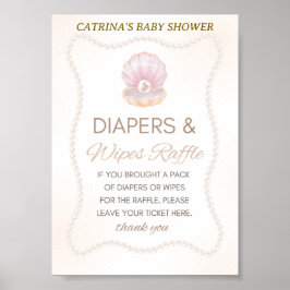 Póster Pearl Baby Shower Game Sign
