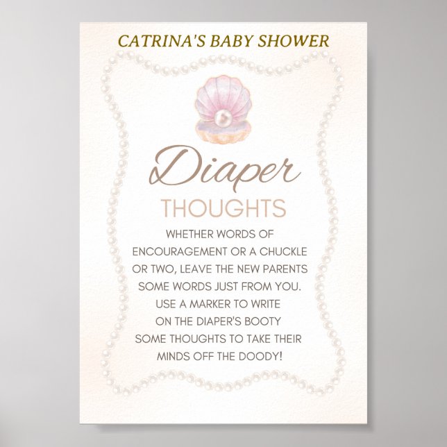 Póster Pearl Baby Shower Game Sign (Frente)