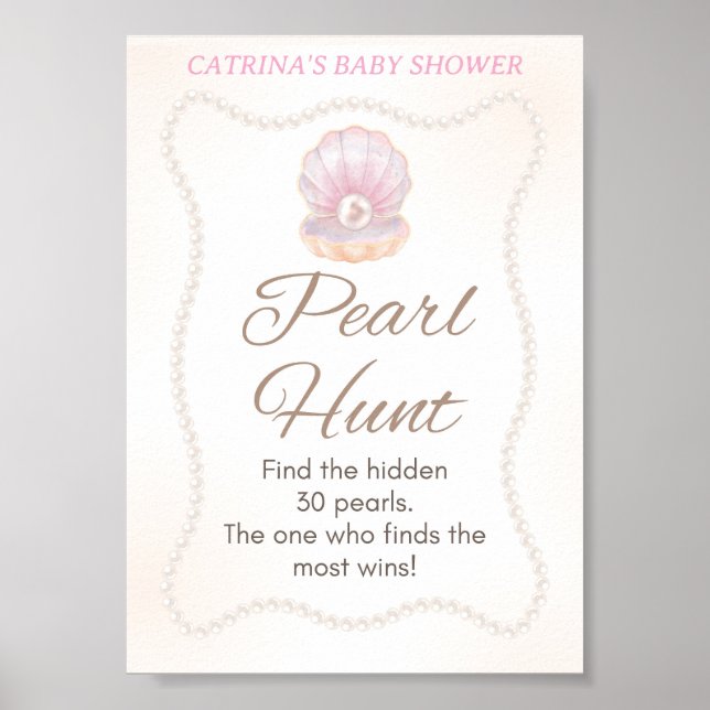 Póster Pearl Baby Shower Game Sign (Frente)