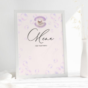 Póster Pearl Purple Bubbles Menu Baby Shower