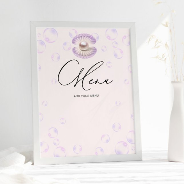 Póster Pearl Purple Bubbles Menu Baby Shower (Subido por el creador)
