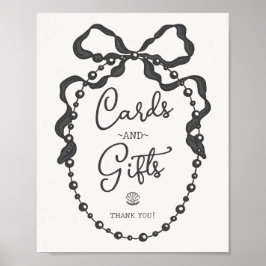 Póster Pearls Black Coquette Bow Cards & Gifts Rótulo