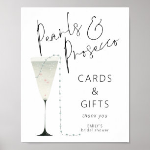 Póster Pearls Prosecco Cards Gifts Bridal Shower