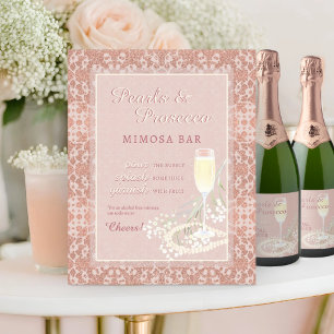 Póster Pearls & Prosecco Rubor & Rosa Gold Mimosa Bar