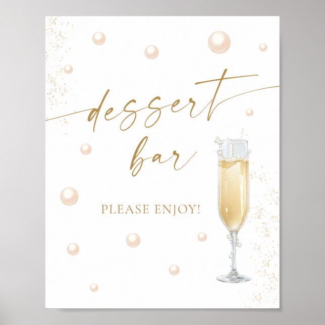 Póster Pearls y Prosecco Bridal Shower Desserbar (Frente)