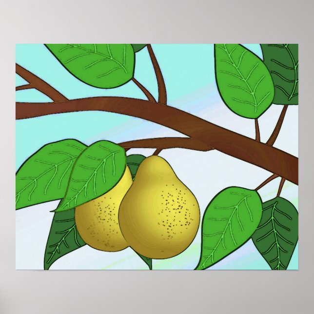 Póster "Pears on a Branch" (Peras en una sucursal) impres (Frente)
