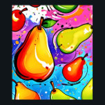 Póster Pears Pop Art<br><div class="desc">Un cuadro de arte pop vibrante y juguetón con peras en una composición colorida y dinámica. Perfecto para añadir una ráfaga de energía a tu estilo (Este diseño hecho con IA). ¡Haga el pedido hoy y acepte la alegría de ir de compras!</div>
