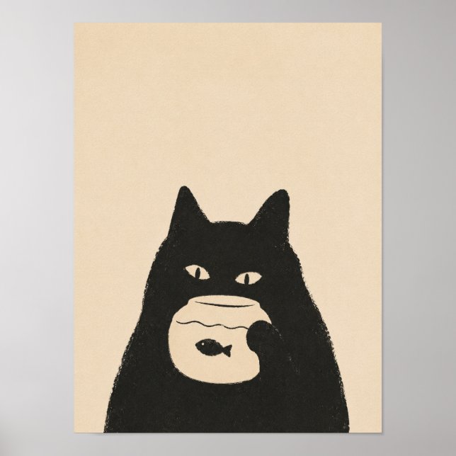 Póster pecera de gato malhumorado (Frente)