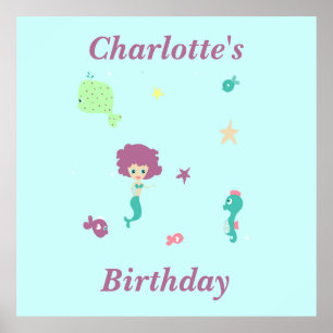 Póster Peces de sirena de la vida marina de la cuenca nom