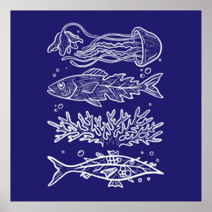 Póster Peces Extraños del Mar Profundo
