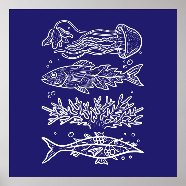 Póster Peces Extraños del Mar Profundo (Frente)