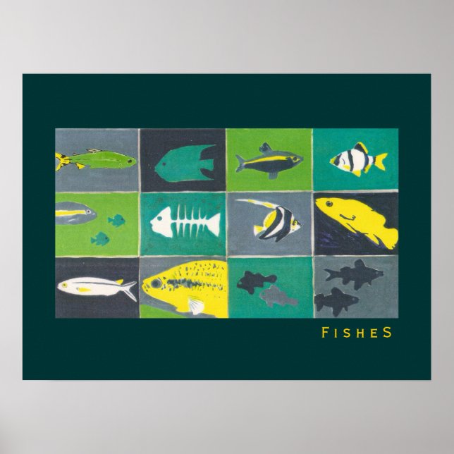 Póster peces gráficos acuarios (Frente)